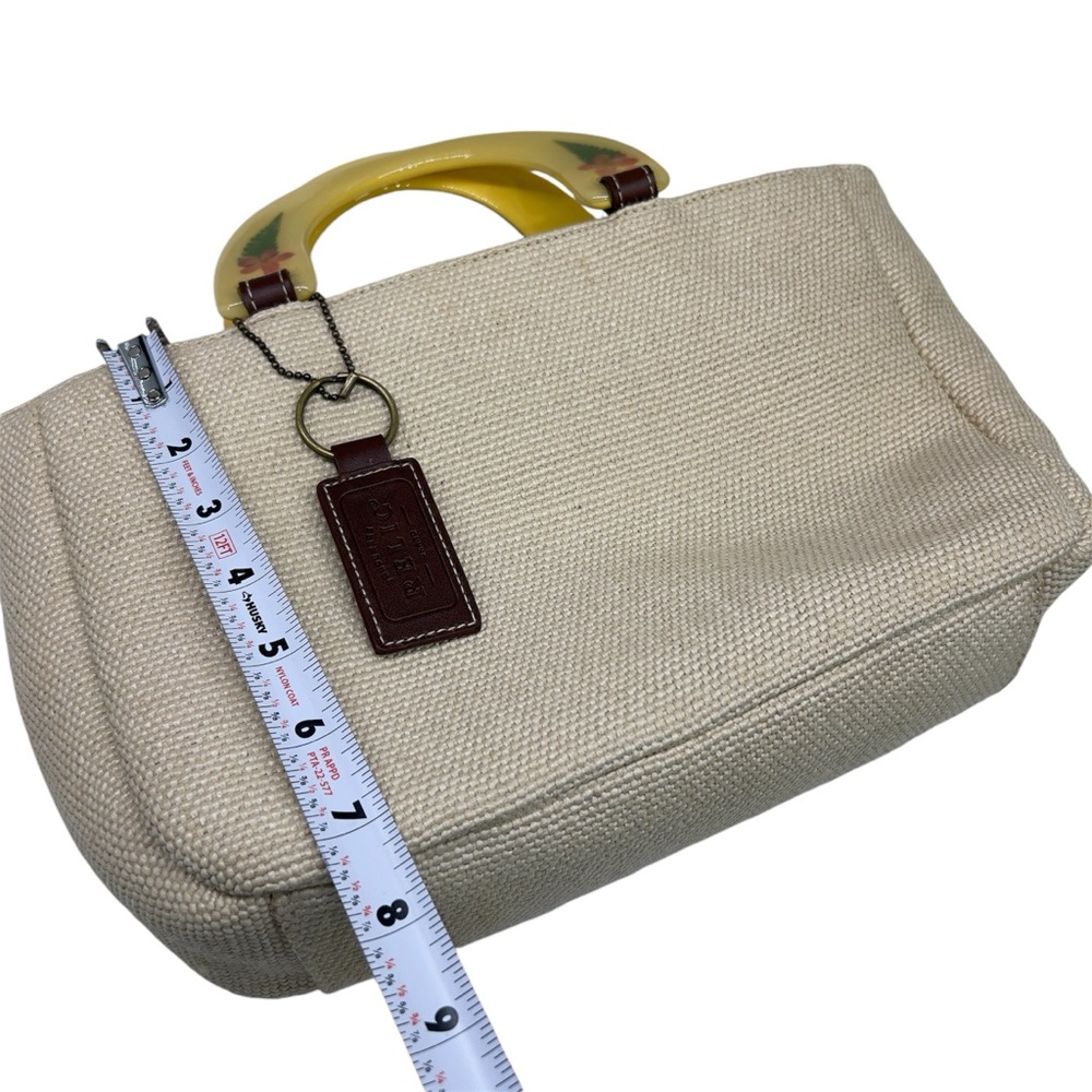Vintage 90s Relic by Fossil Cream Woven Straw Purse w Dried Flower Resin Handles - Picture 13 of 15